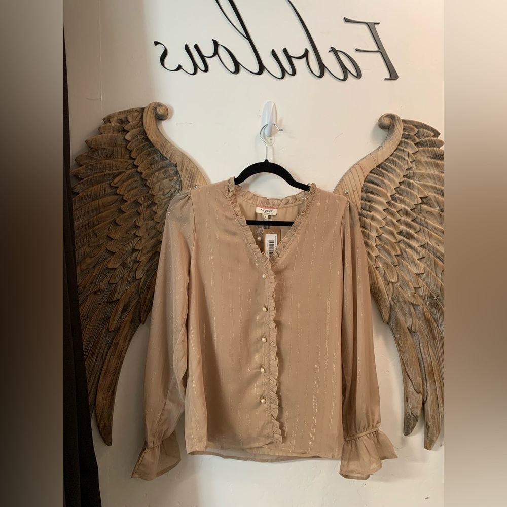 Andre By Unit Beige blouse NWT